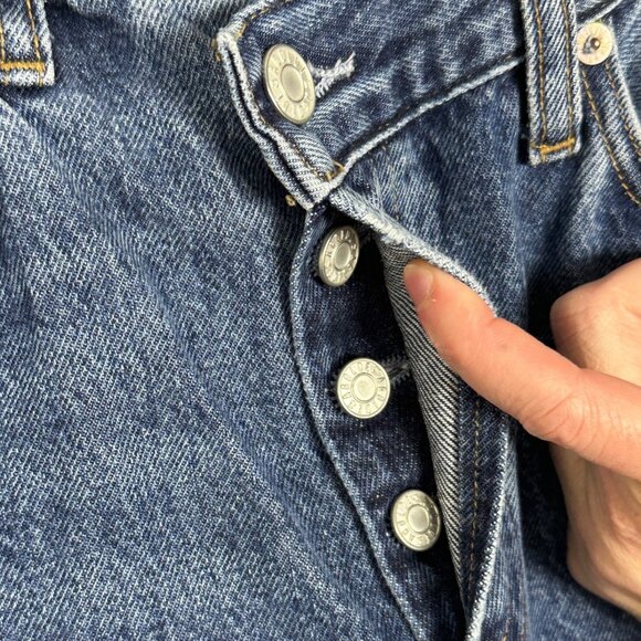 AGOLDE Criss Cross Straight Leg Organic Jeans Button Fly Womens Sz 22 Blue Denim - Picture 6 of 15